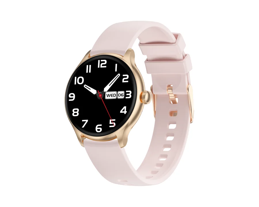 L05 round AMOLED smartwatch with pink strap