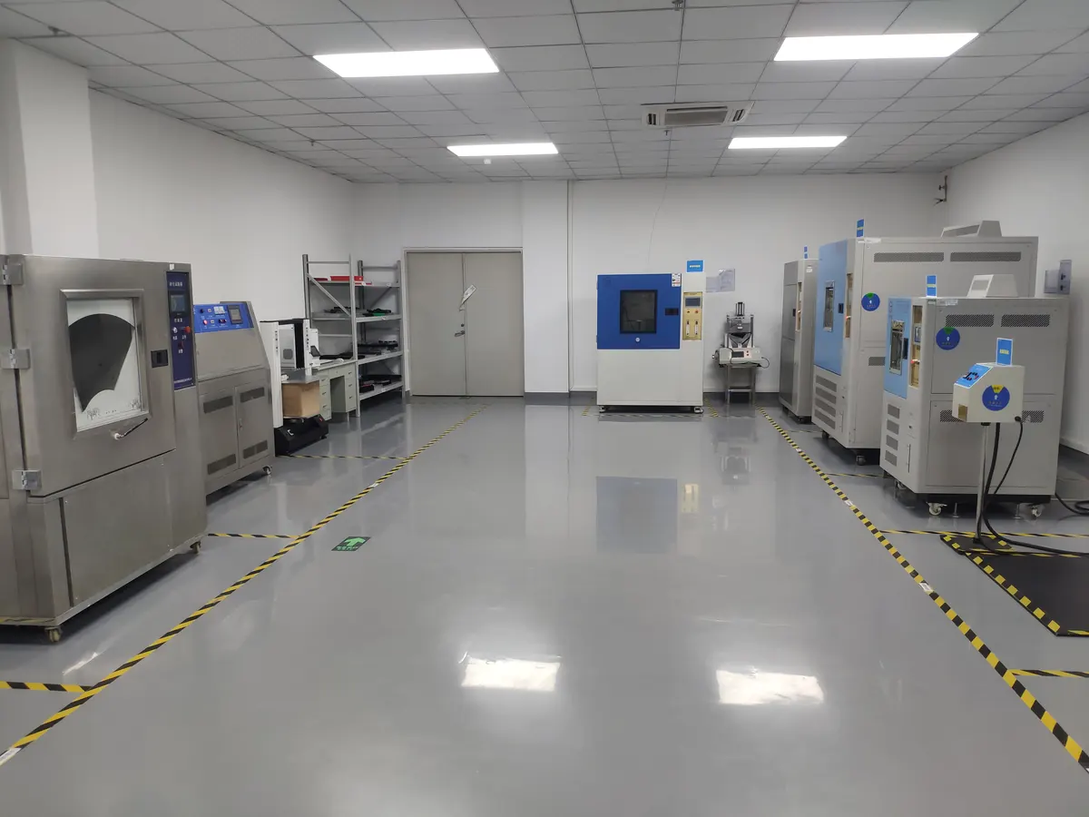Reliability testing laboratory with environmental chambers